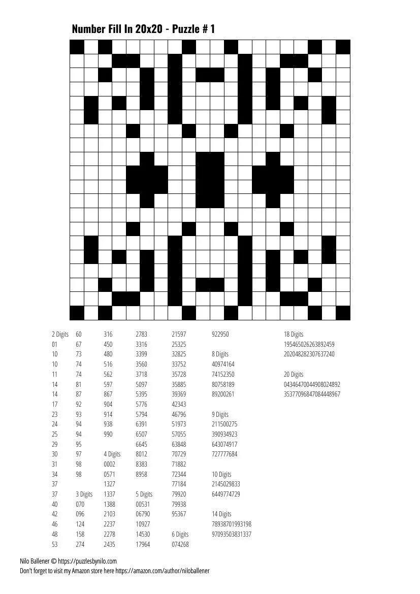 100 Number Fill In Puzzles Volume 2 PRINTABLE DOWNLOADABLE Puzzles By Nilo 100 Number Fill In Puzzles Volume 2 PRINTABLE DOWNLOADABLE Puzzles By Nilo