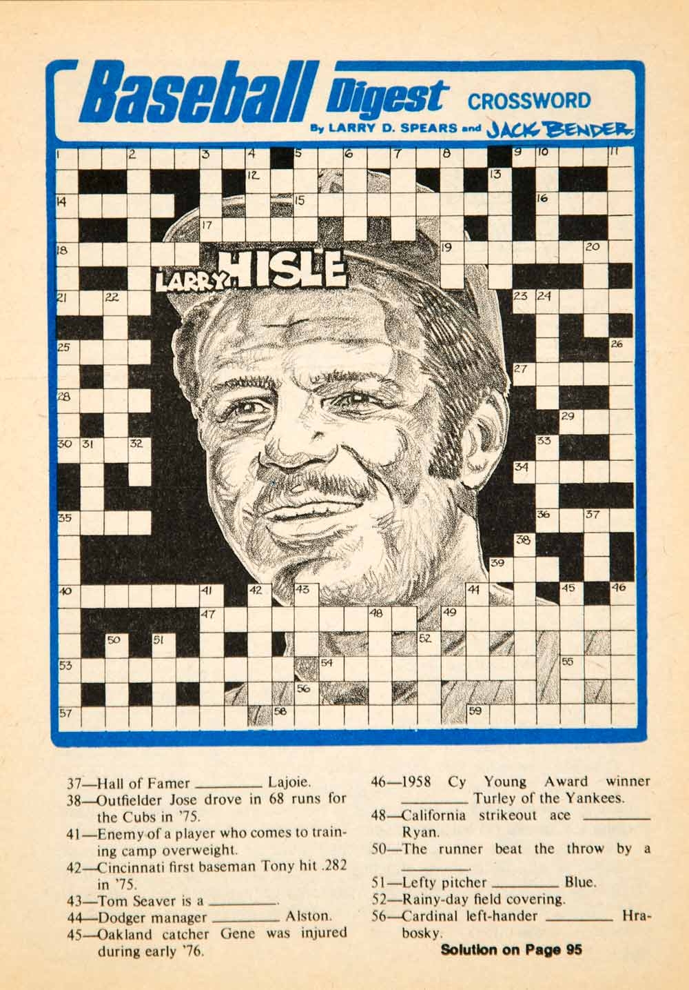 1976 Print MLB Baseball Sports Memorabilia Crossword Puzzle Larry Hisl Period Paper Historic Art LLC 1976 Print MLB Baseball Sports Memorabilia Crossword Puzzle Larry Hisl Period Paper Historic Art LLC