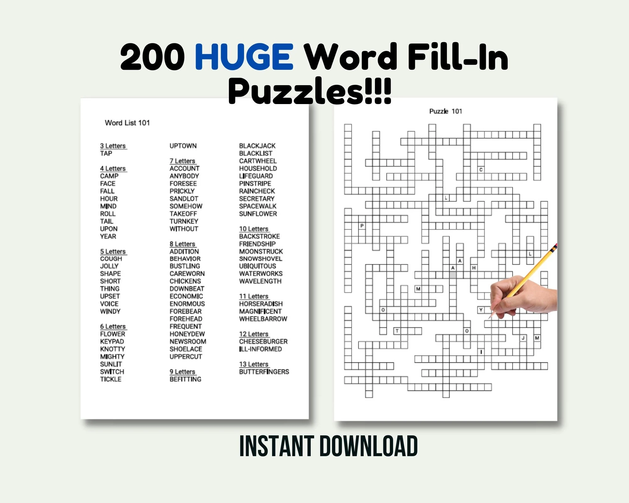 Printable Word Fill In Puzzles