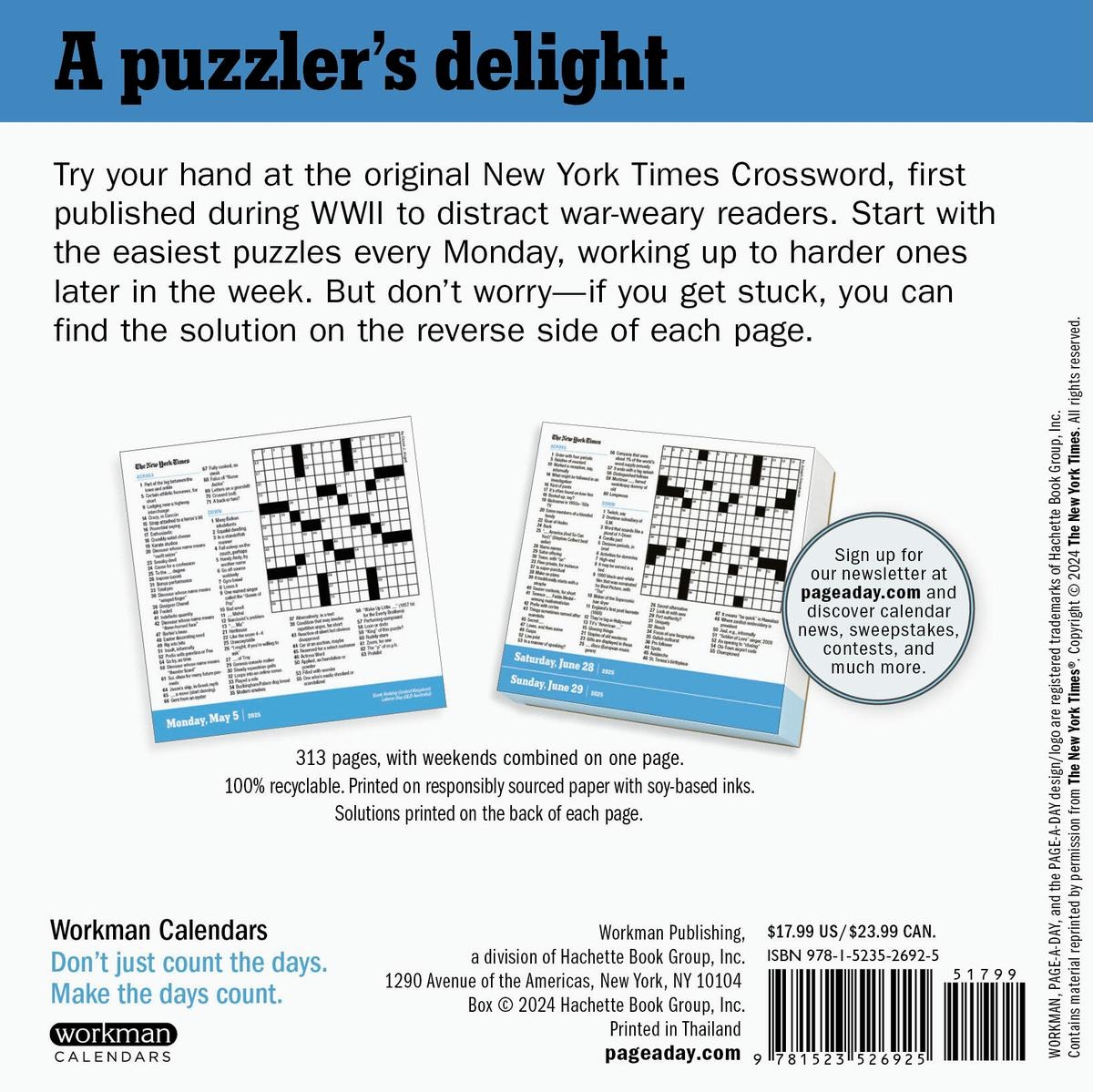 2025 The New York Times Crossword Page A Day Calendar By The New York Times Workman Calendars Will Shortz Content Bookstore 2025 The New York Times Crossword Page A Day Calendar By The New York Times Workman Calendars Will Shortz Content Bookstore