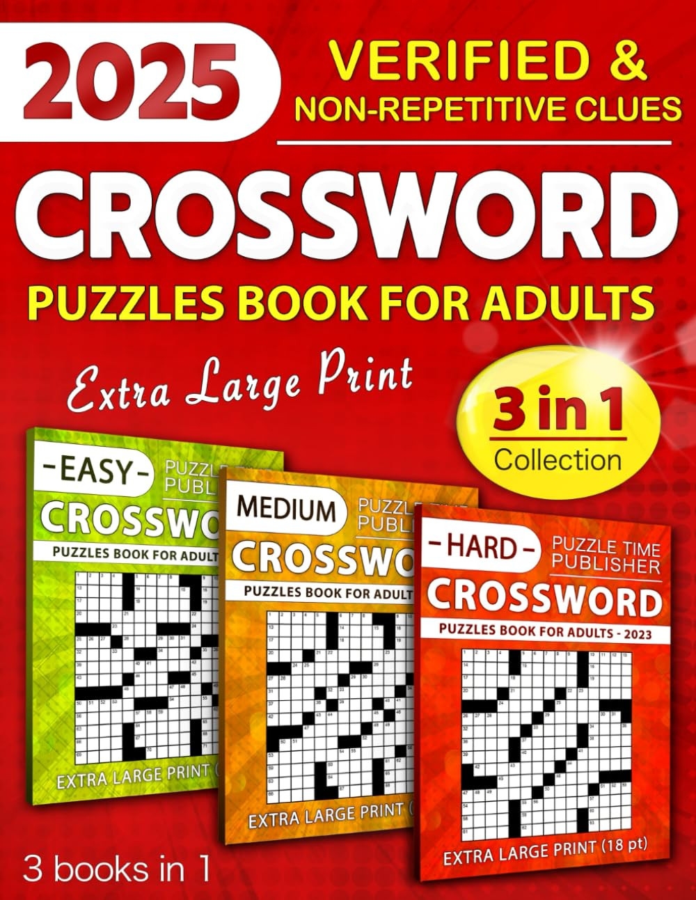 3 In 1 Crossword Puzzles Book For Adults Extra Large Print Over 9000 Questio
