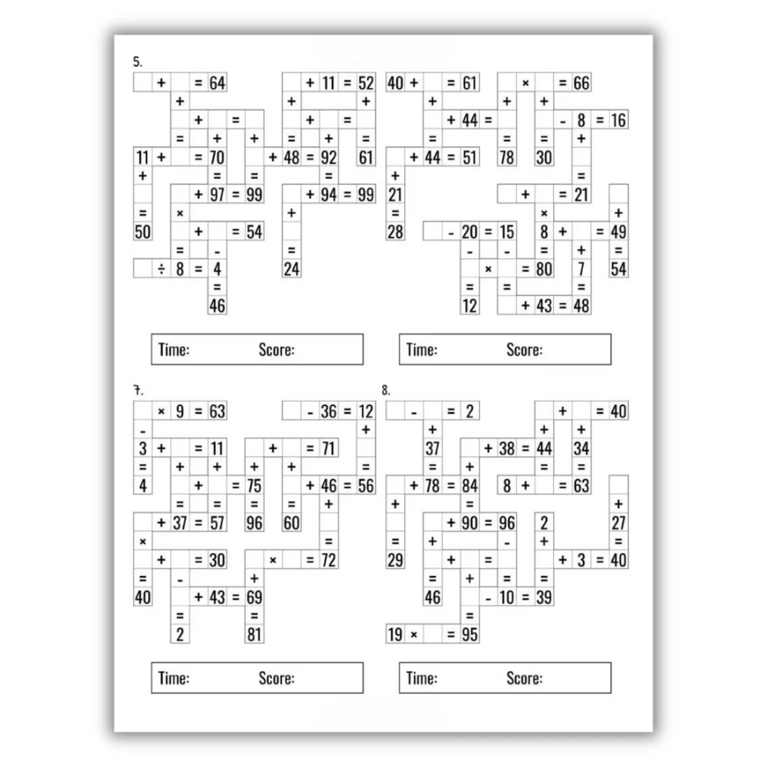 300 Math CrossWord Puzzles Addition Subtraction Multiplication And Lay It Flat Publishing Group
