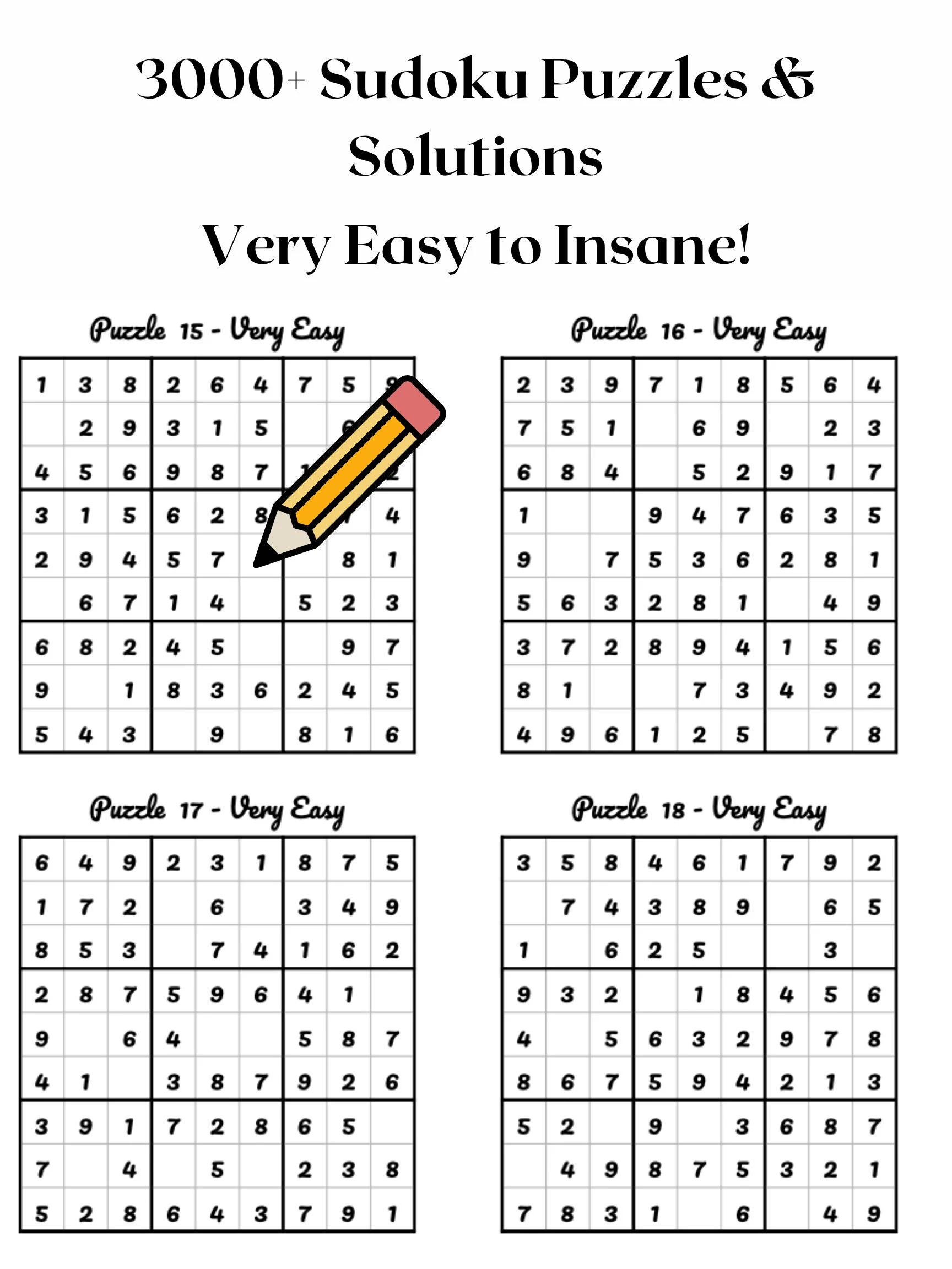 3000 Sudoku Puzzles Printable Puzzle Pages With Solutions Digital Instant Download PDF Very Easy To Insane Etsy Ireland 3000 Sudoku Puzzles Printable Puzzle Pages With Solutions Digital Instant Download PDF Very Easy To Insane Etsy Ireland