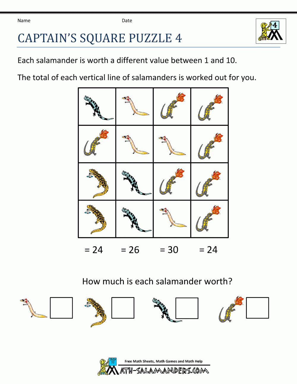 4th Grade Math Puzzles 4th Grade Math Puzzles