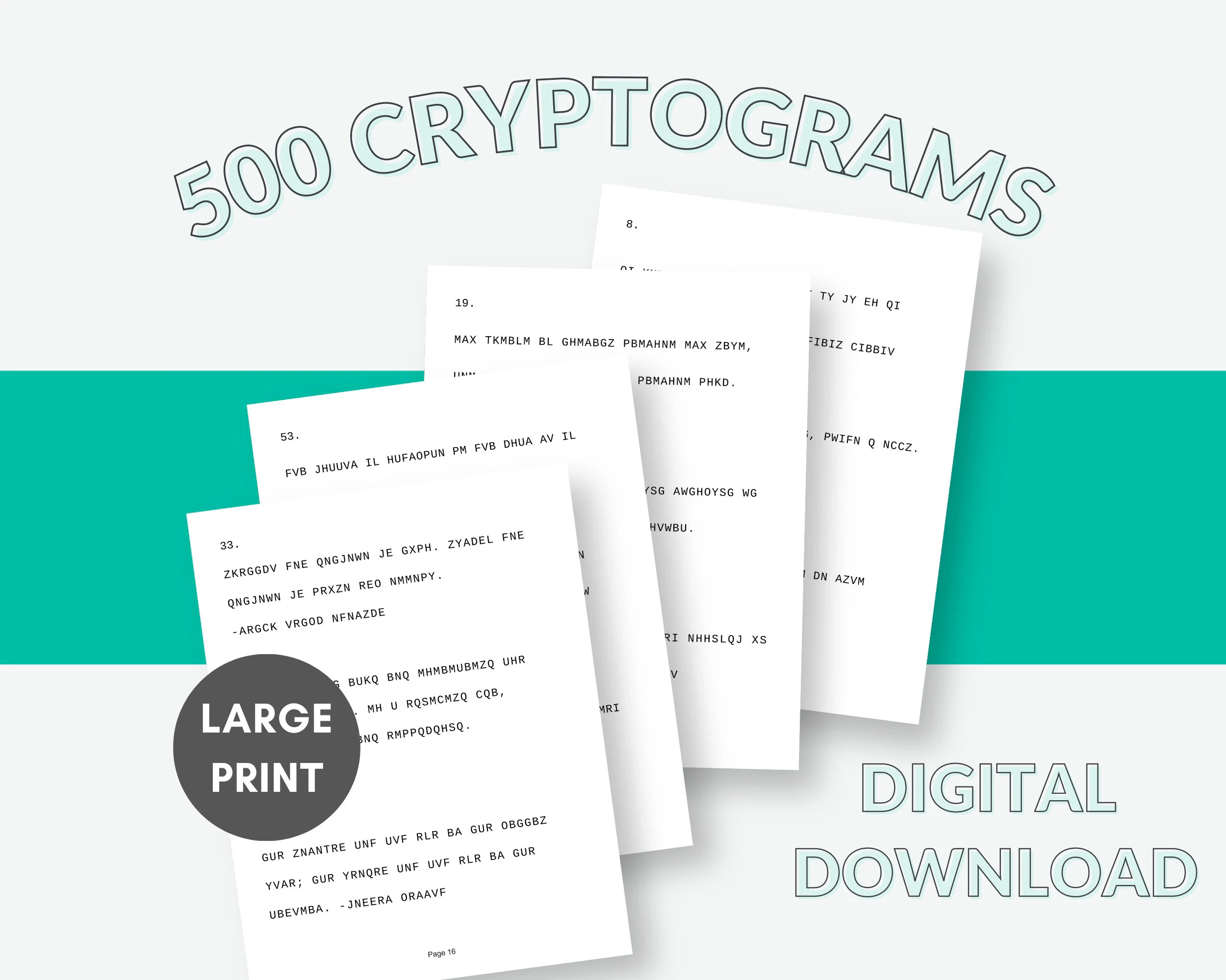 500 Printable Cryptogram Puzzle With Answers Cryptoquote Printable Large Print Inspirational And Motivational Quotes To Decipher Etsy 500 Printable Cryptogram Puzzle With Answers Cryptoquote Printable Large Print Inspirational And Motivational Quotes To Decipher Etsy