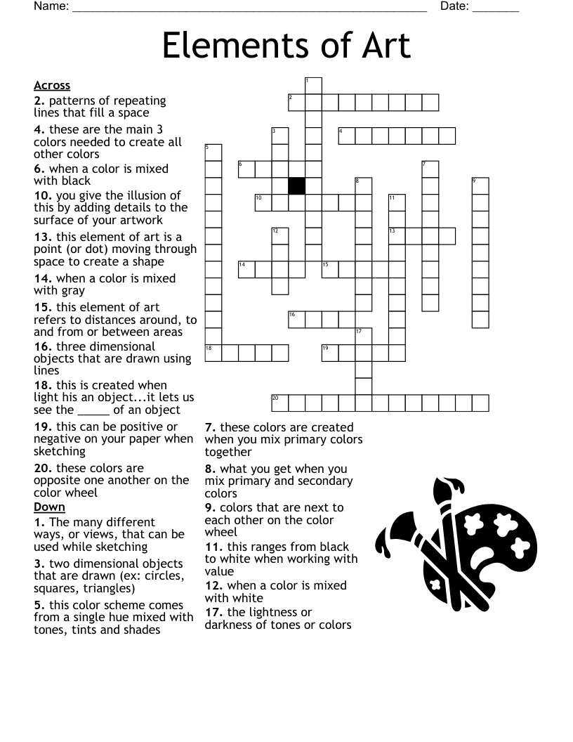 5th Grade Art Crossword WordMint 5th Grade Art Crossword WordMint