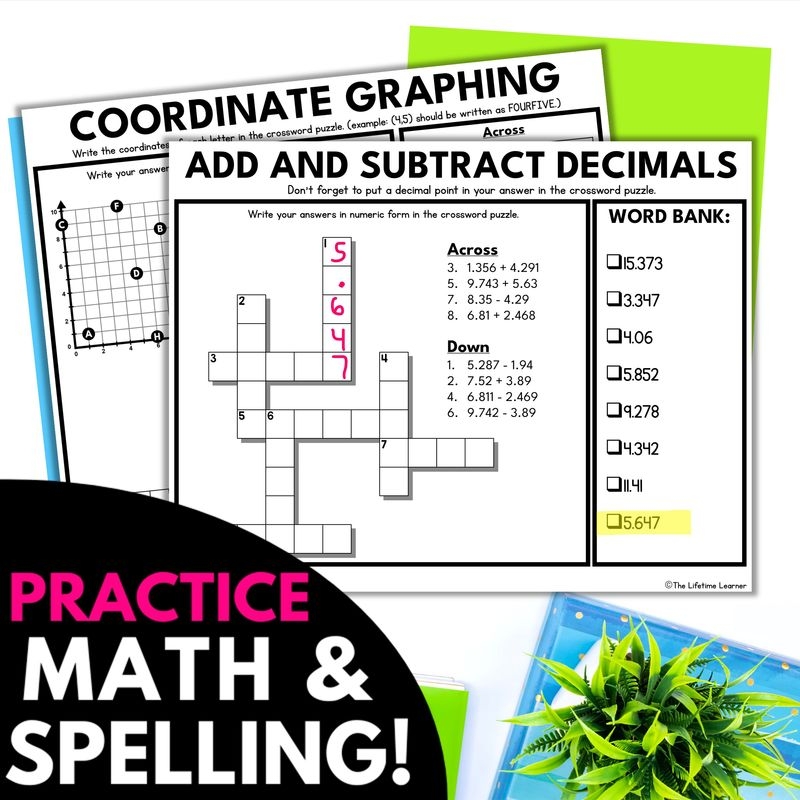 5th Grade Math Crossword Puzzles The Lifetime Learner 5th Grade Math Crossword Puzzles The Lifetime Learner