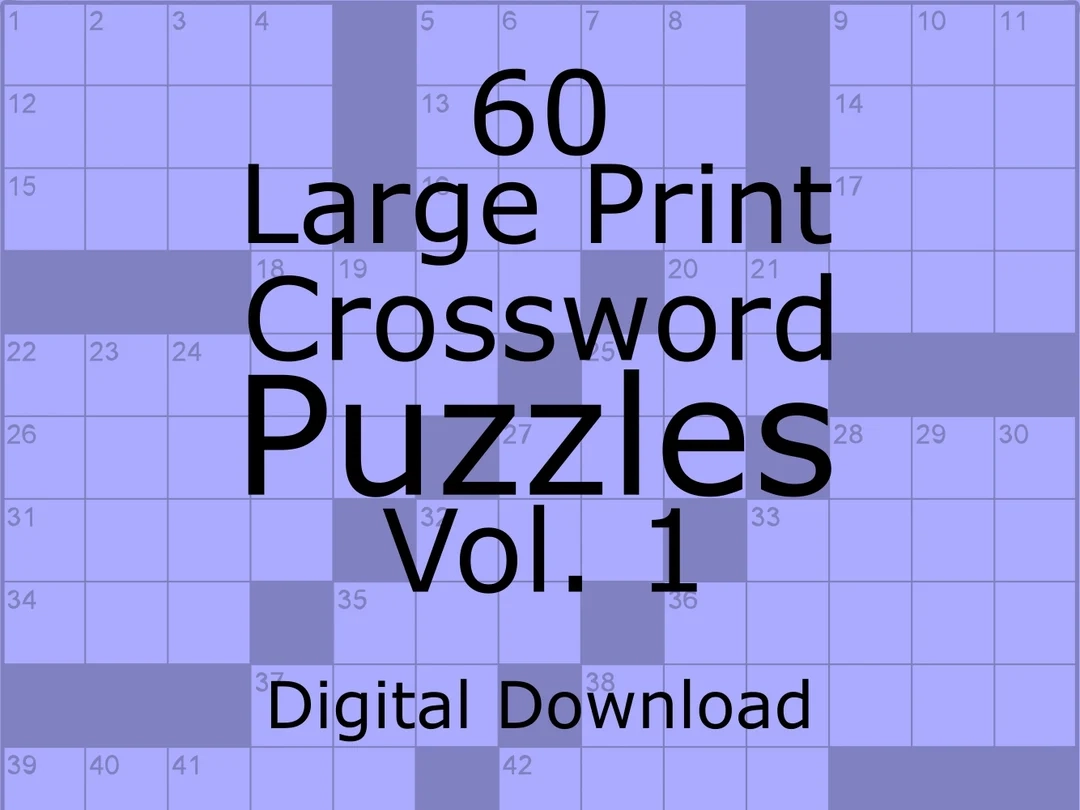 60 Large Print Crossword Puzzles Vol 1 Etsy Australia