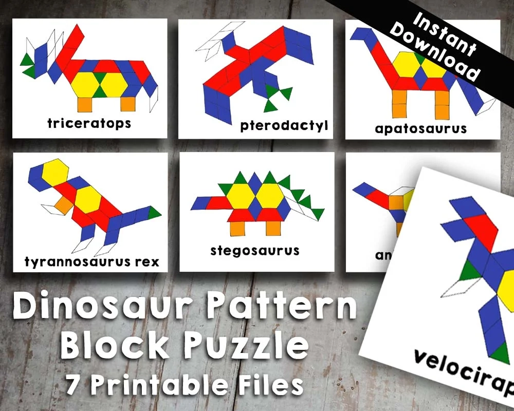 7 Dinosaur Pattern Block Tangram Puzzles Stephanie Hathaway Designs 7 Dinosaur Pattern Block Tangram Puzzles Stephanie Hathaway Designs