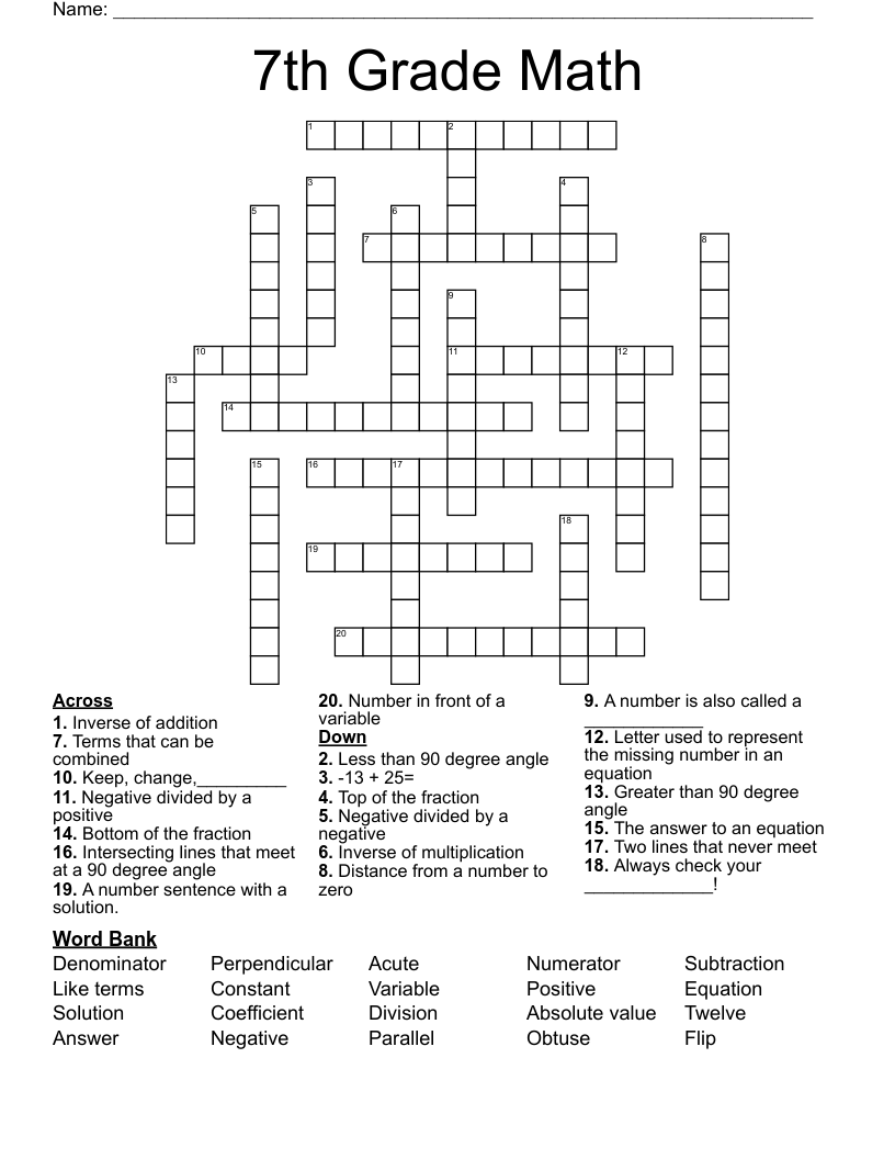 Printable Multiplication Crossword Puzzles Printable Multiplication Crossword Puzzles