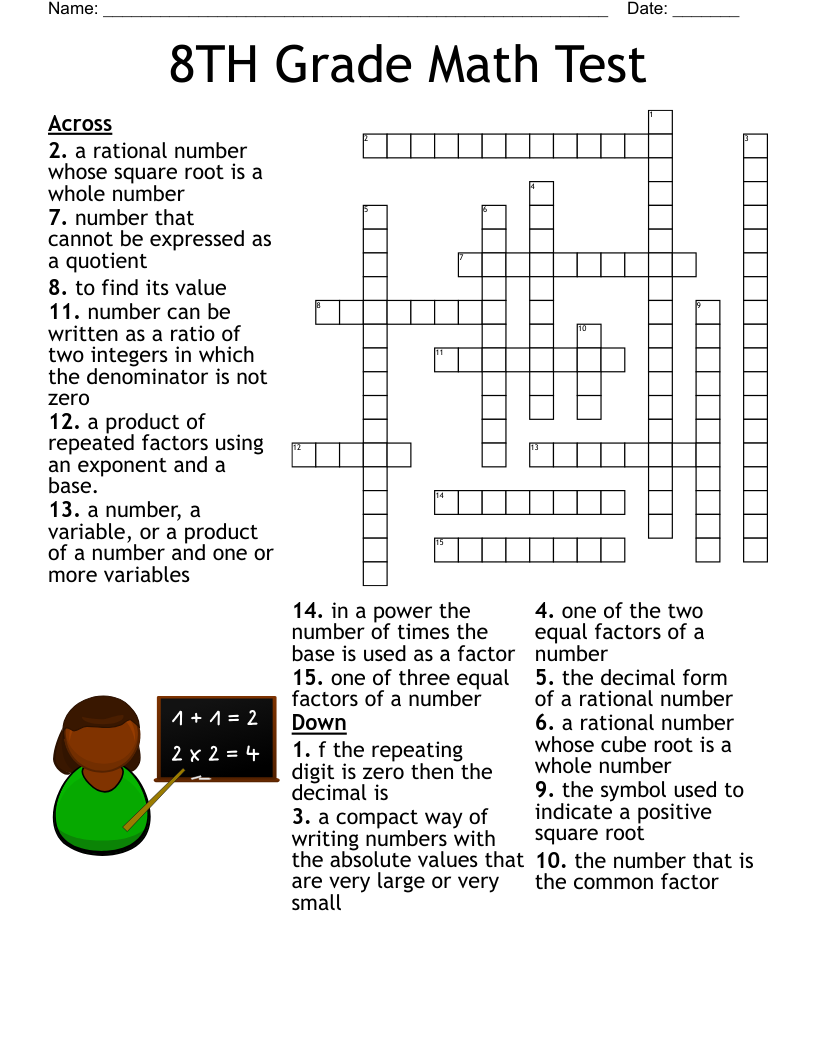 Math Crossword Puzzles Printable Square Roots Math Crossword Puzzles Printable Square Roots