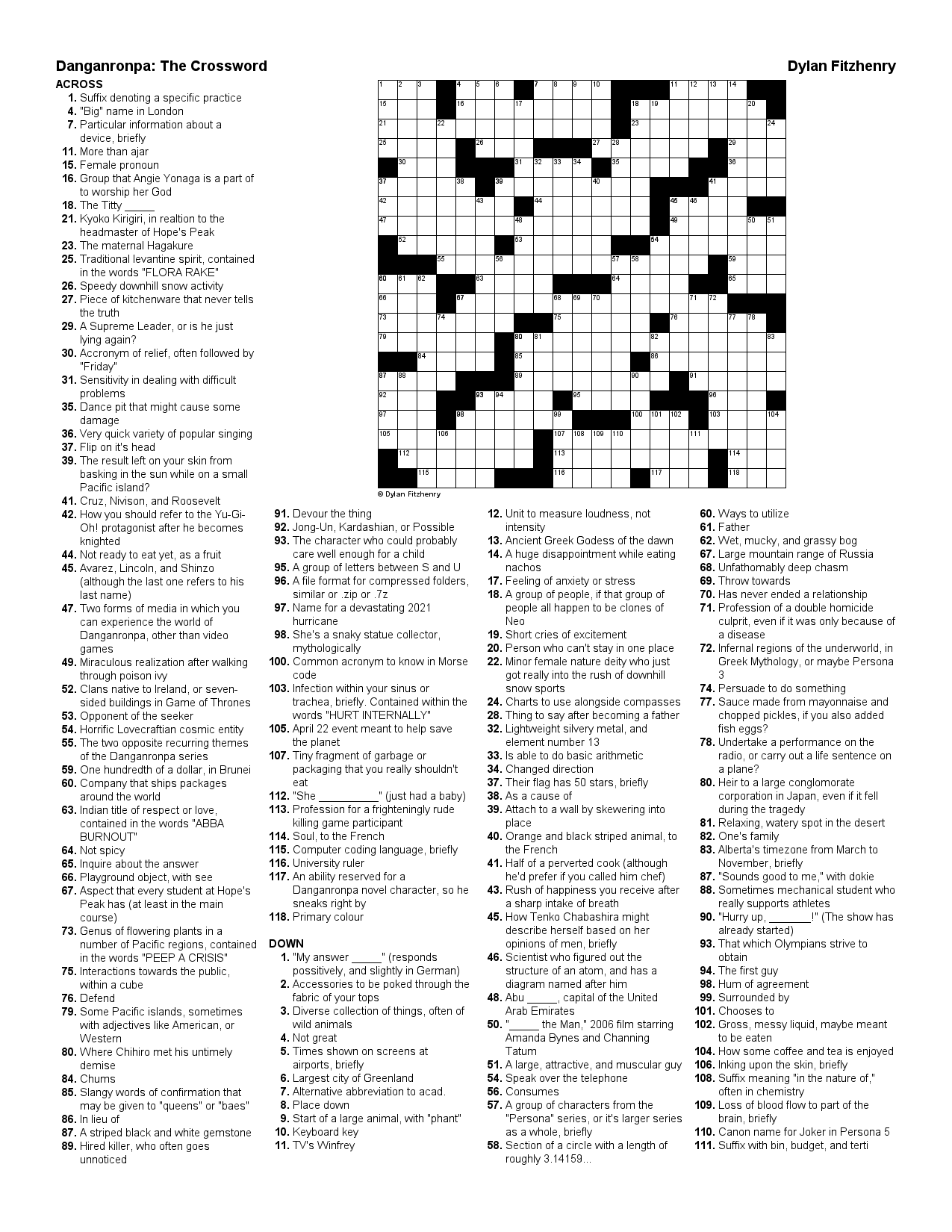 A Hobby Of Mine Is Making Crossword Puzzles So I Made One With Many Danganronpa Themed Clues Try It Out For Yourself Answer Key In The Comments also Spoilers For 1 And A Hobby Of Mine Is Making Crossword Puzzles So I Made One With Many Danganronpa Themed Clues Try It Out For Yourself Answer Key In The Comments also Spoilers For 1 And