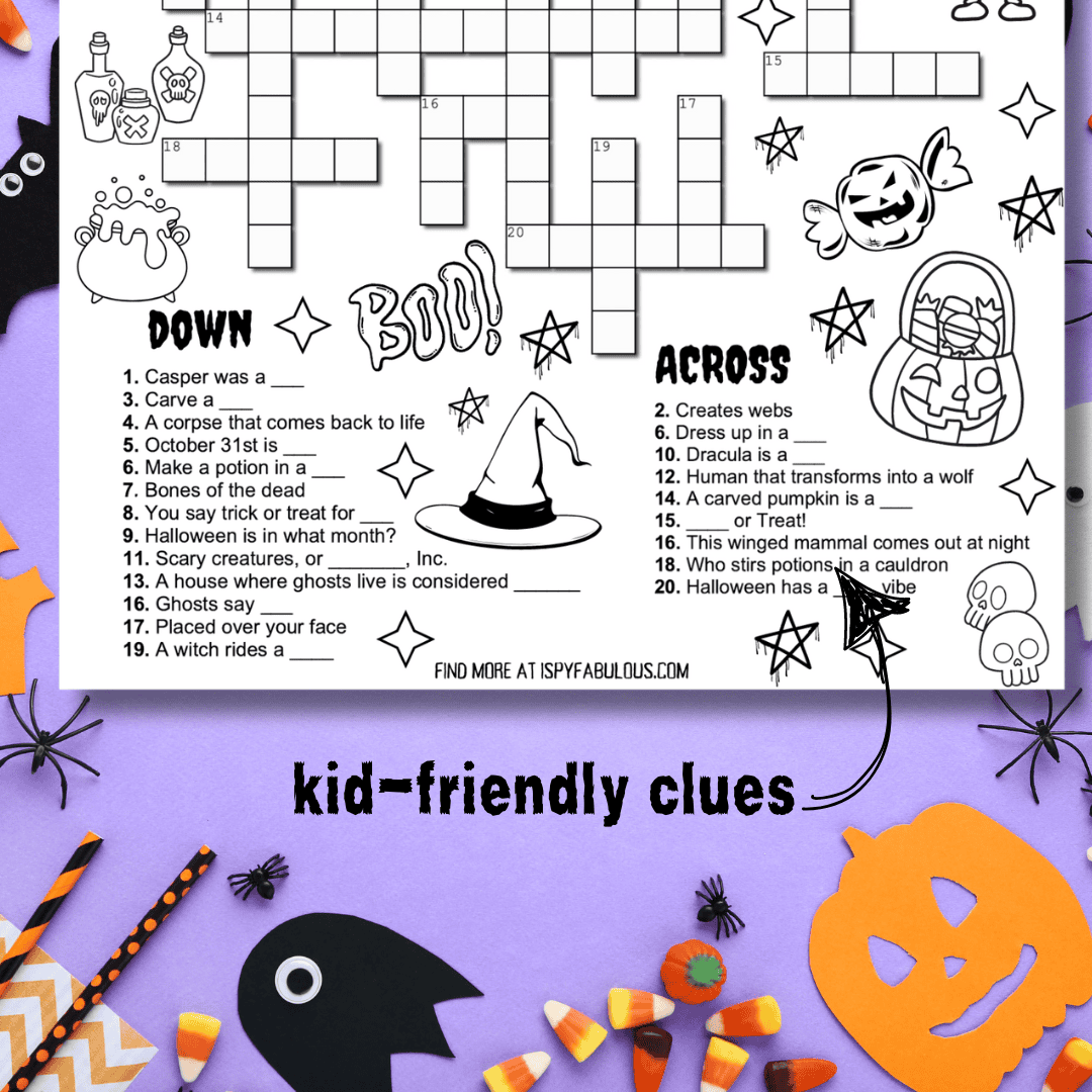 Halloween Crossword Puzzles For Kids Printable Halloween Crossword Puzzles For Kids Printable