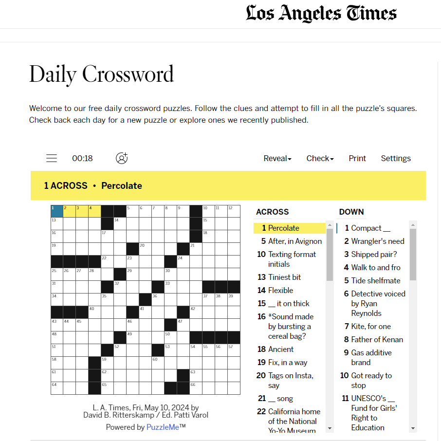 Daily Crossword Puzzles Free Printable Daily Crossword Puzzles Free Printable