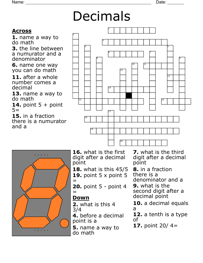 Printable Math Crossword Puzzles Challenging Printable Math Crossword Puzzles Challenging