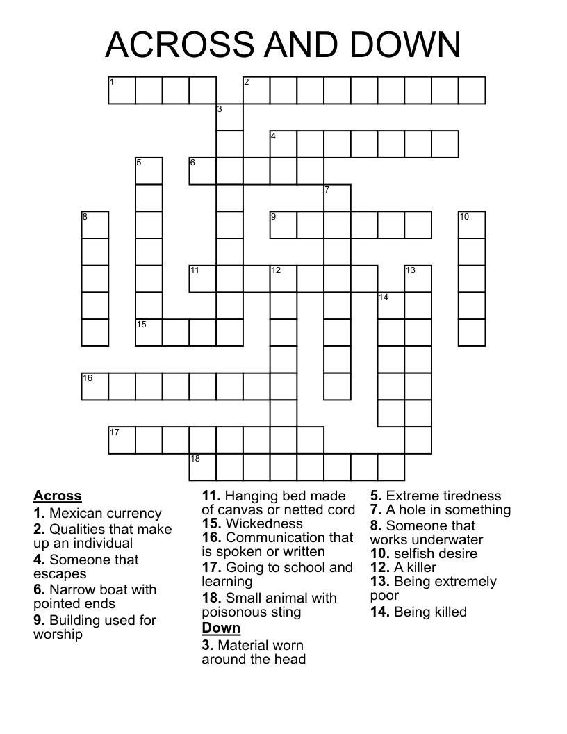 ACROSS AND DOWN Crossword WordMint ACROSS AND DOWN Crossword WordMint