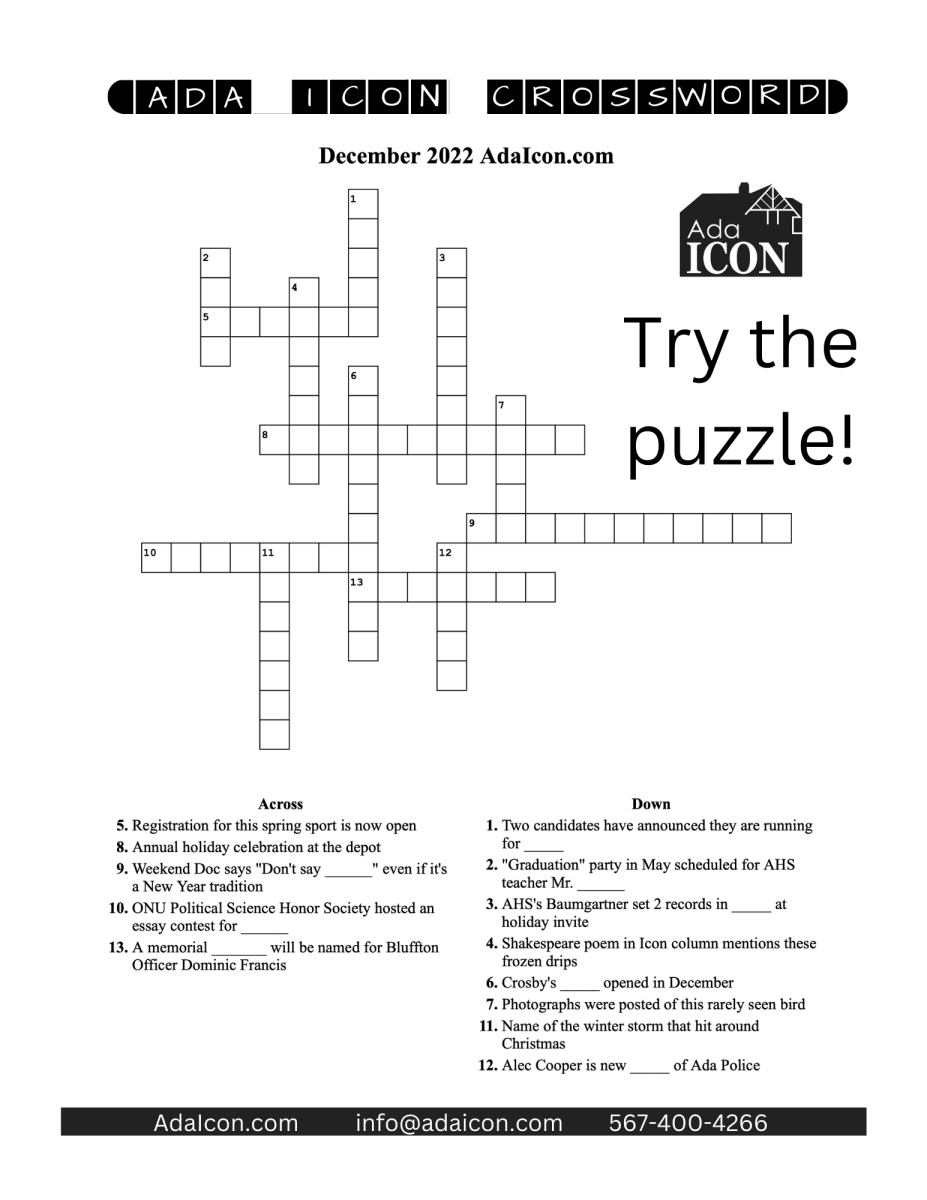 Ada Crossword Puzzle With Clues From December 2022 News Ada Icon