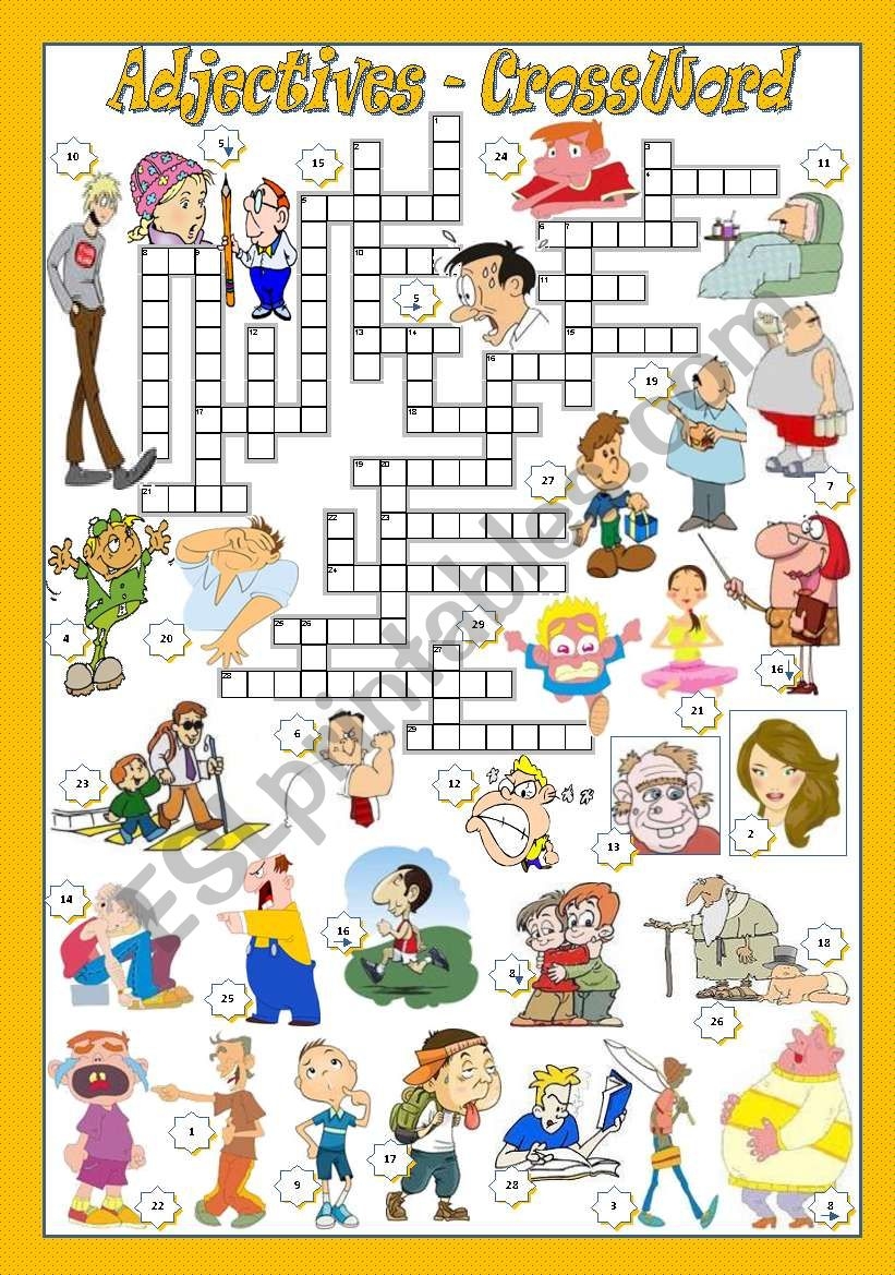 Adjective Crossword Puzzles Printable Adjective Crossword Puzzles Printable