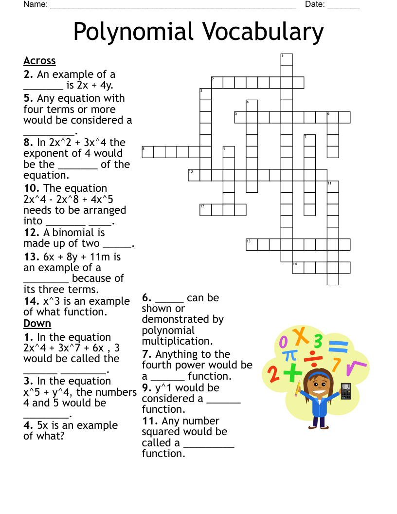 Algebra 2 Crossword WordMint Algebra 2 Crossword WordMint