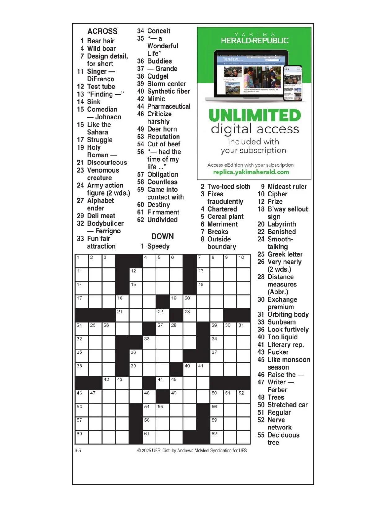 AM Crossword June 5 2025 Crosswords Yakimaherald