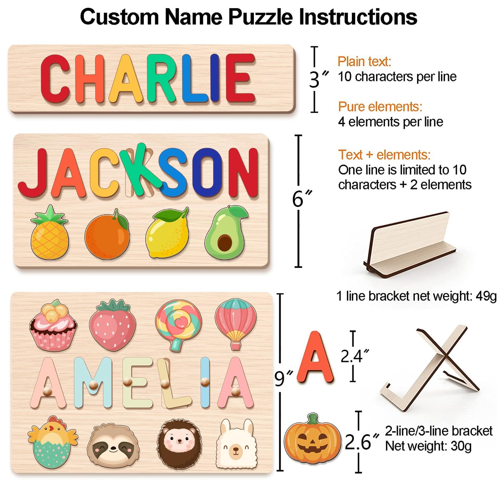 Amazon Name Puzzle For Kids Personalized Custom Wooden Puzzles For Toddlers 1 3 Birthday Easter Gifts For Girl Boy Newborn Learning Toys Toys Games