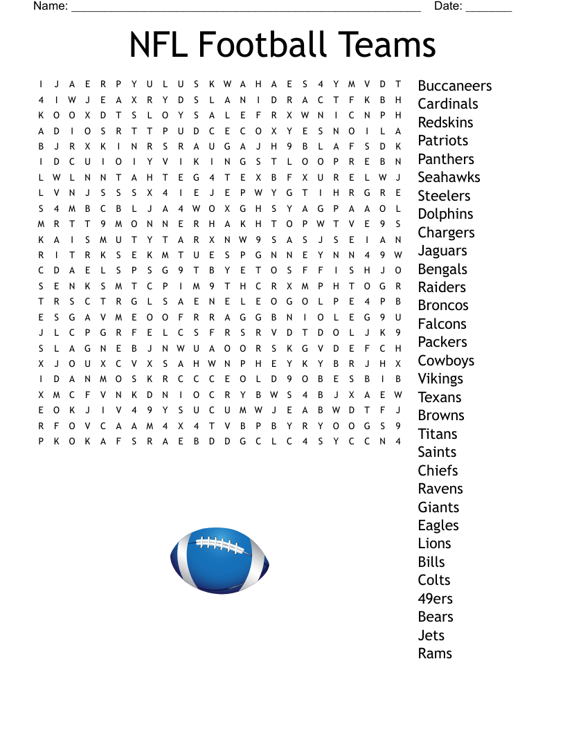 Free Printable Nfl Teams Crossword Puzzles