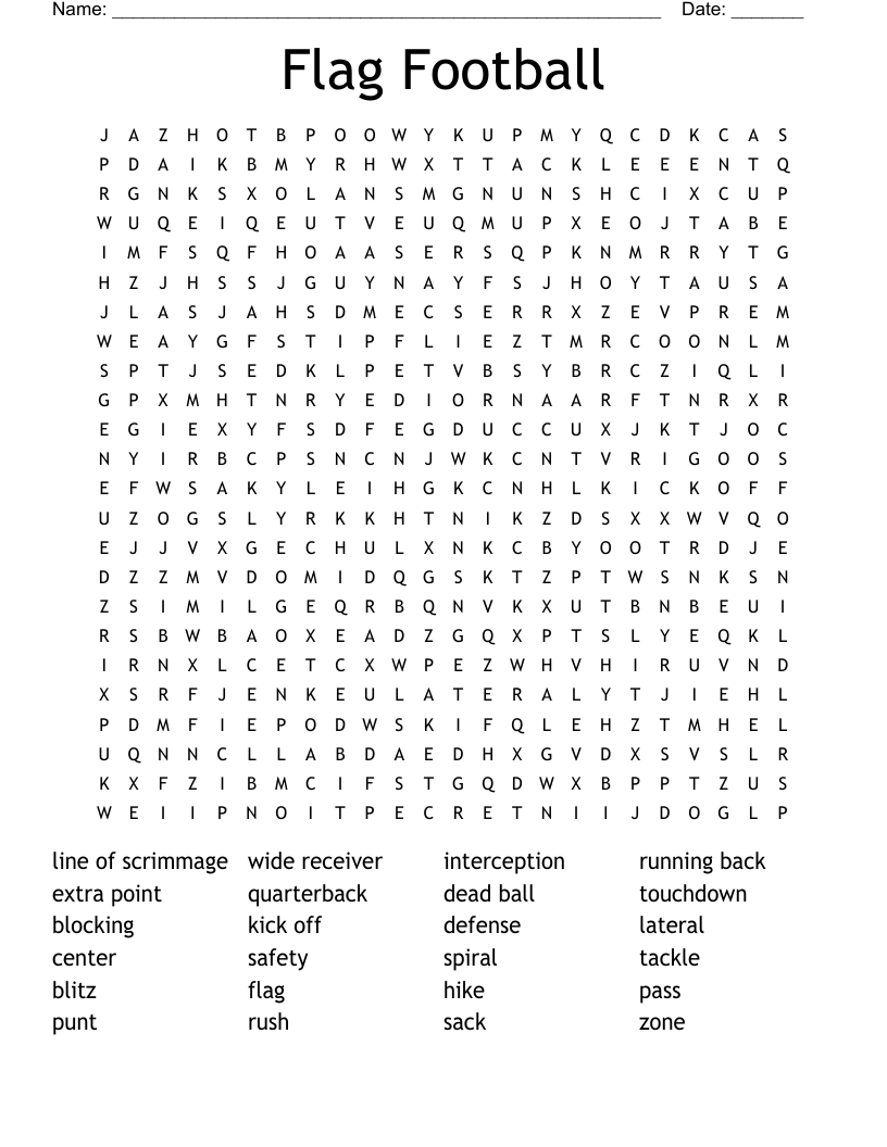 American Football Crosswords Word Searches Bingo Cards WordMint