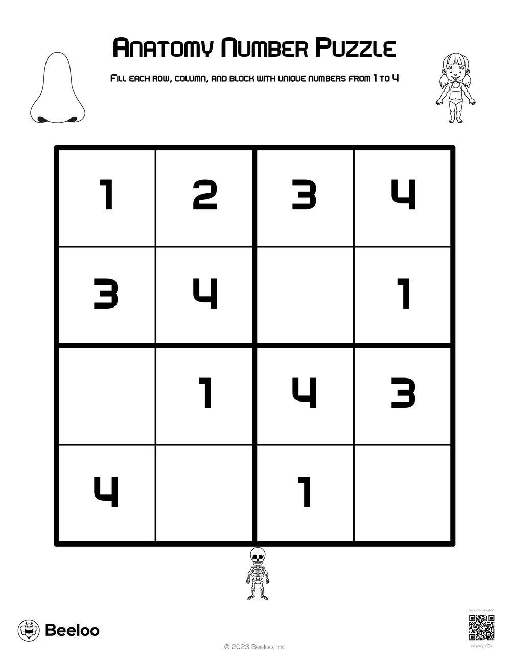 Anatomy Number Puzzle Beeloo Printable Crafts And Activities For Kids Anatomy Number Puzzle Beeloo Printable Crafts And Activities For Kids