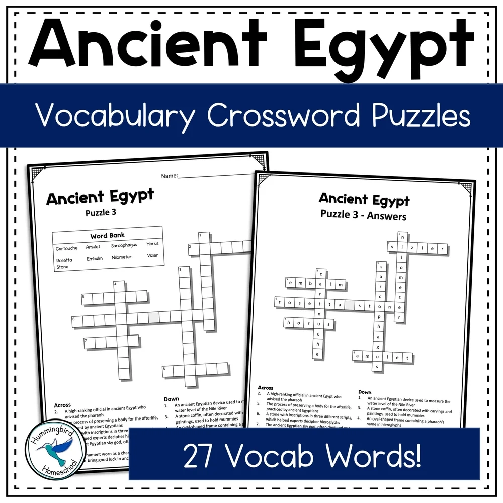 Ancient Egypt Crossword Puzzles With Answers Hummingbird Homeschool Ancient Egypt Crossword Puzzles With Answers Hummingbird Homeschool