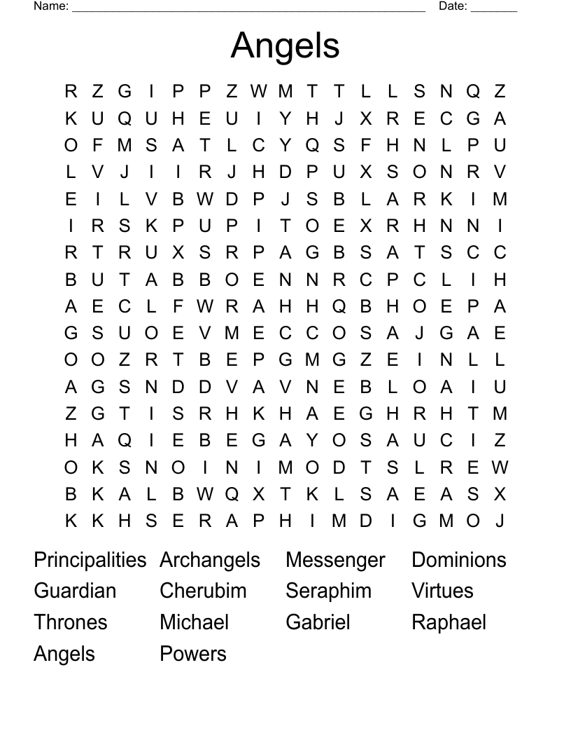 Angels Word Search WordMint Angels Word Search WordMint
