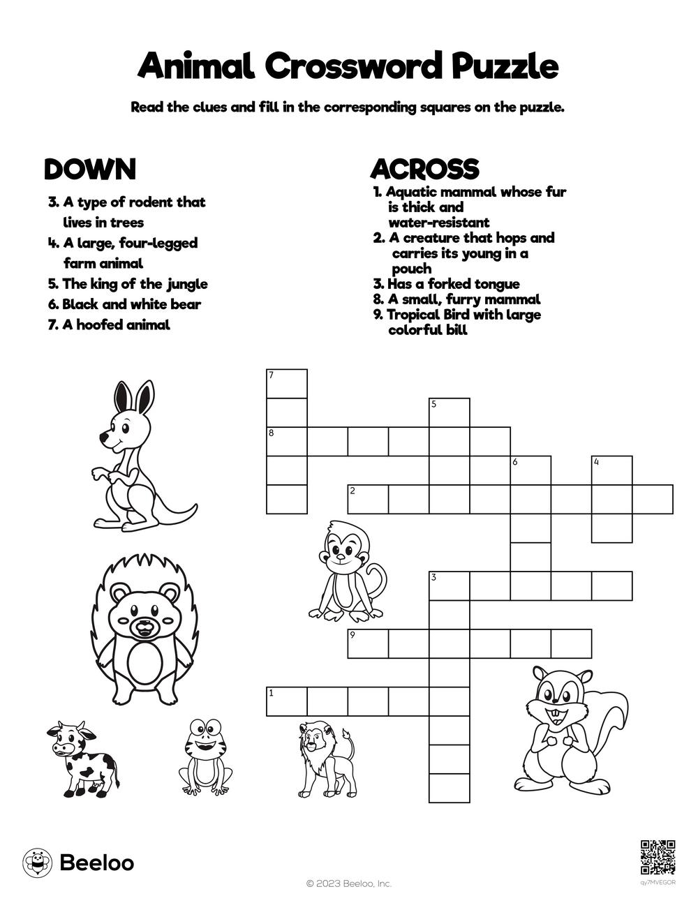 Animal Crossword Puzzle Beeloo Printable Crafts And Activities For Kids Animal Crossword Puzzle Beeloo Printable Crafts And Activities For Kids