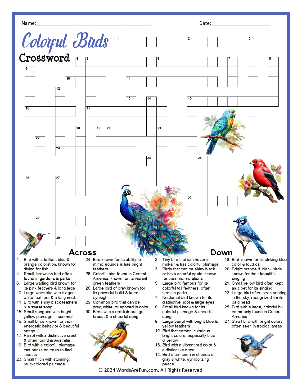 Printable Animal Crossword Puzzles Printable Animal Crossword Puzzles