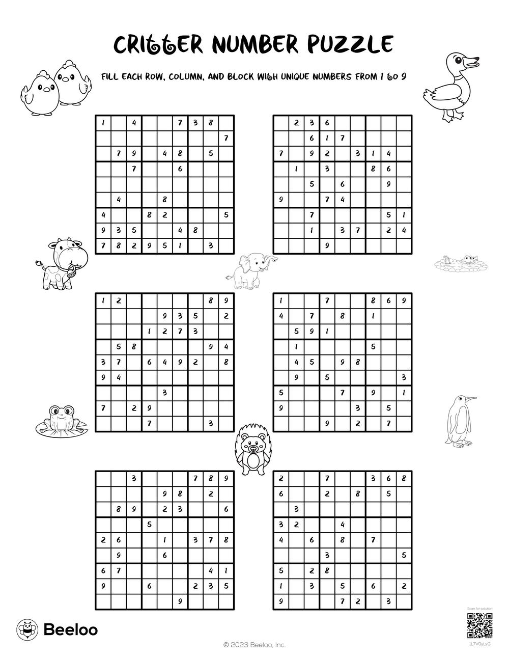 Printable Sudoku Puzzles With Answers Printable Sudoku Puzzles With Answers