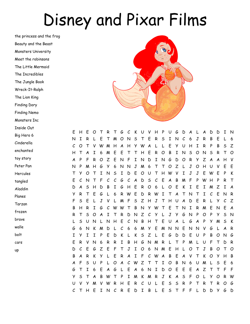 Animated Disney Movies Crossword WordMint