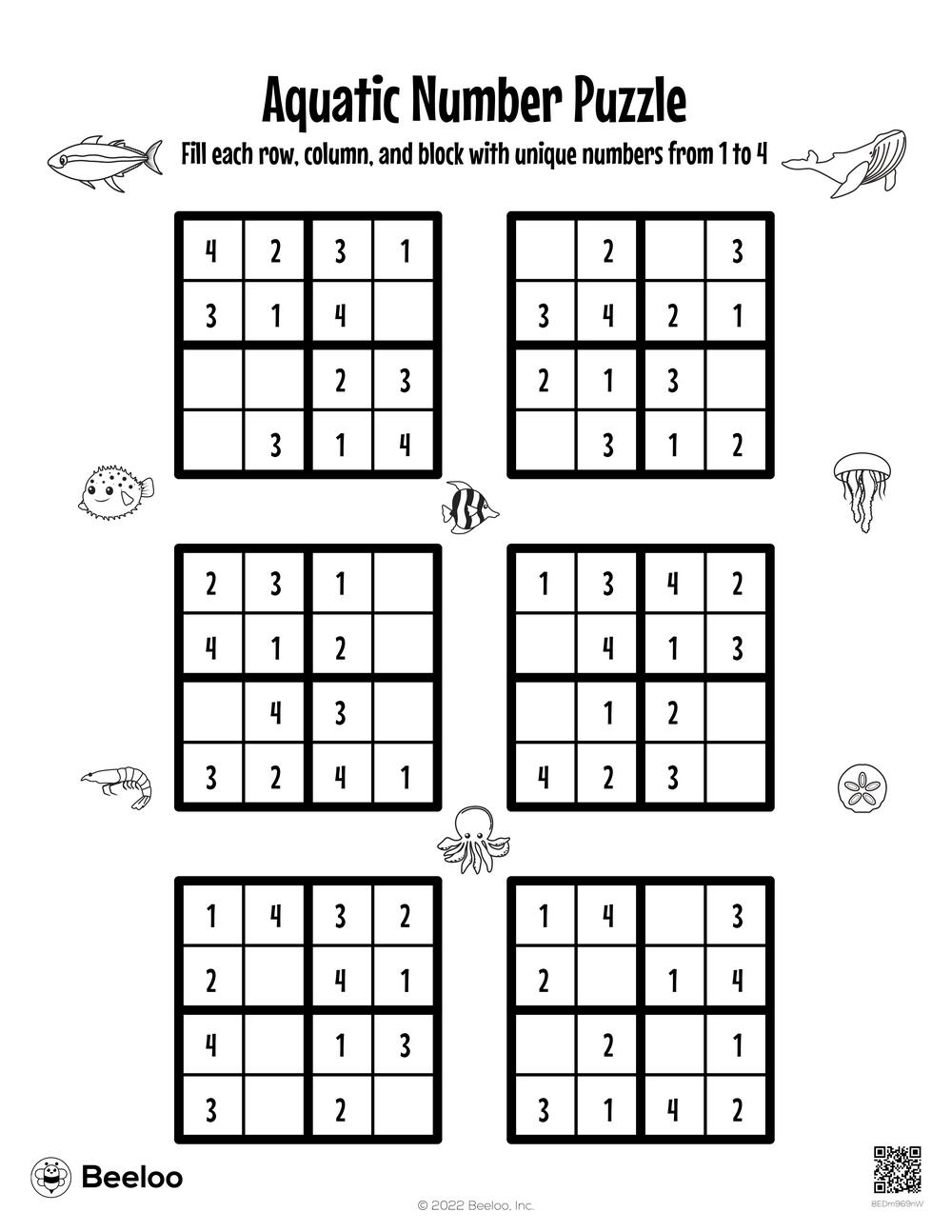 Aquatic Number Puzzle Beeloo Printable Crafts And Activities For Kids Aquatic Number Puzzle Beeloo Printable Crafts And Activities For Kids