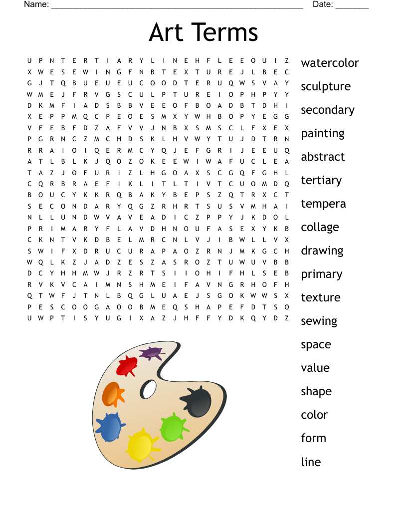 Art Class Word Search WordMint