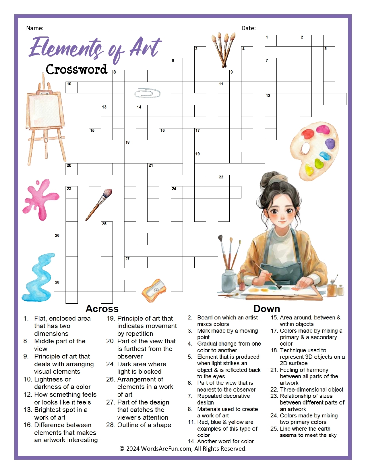 Art Crossword Puzzles Art Crossword Puzzles