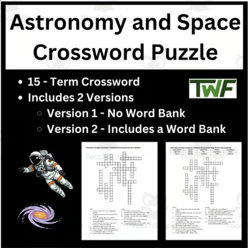 Astronomy And Space Crossword Puzzle Review Activity By Teach Simple Astronomy And Space Crossword Puzzle Review Activity By Teach Simple