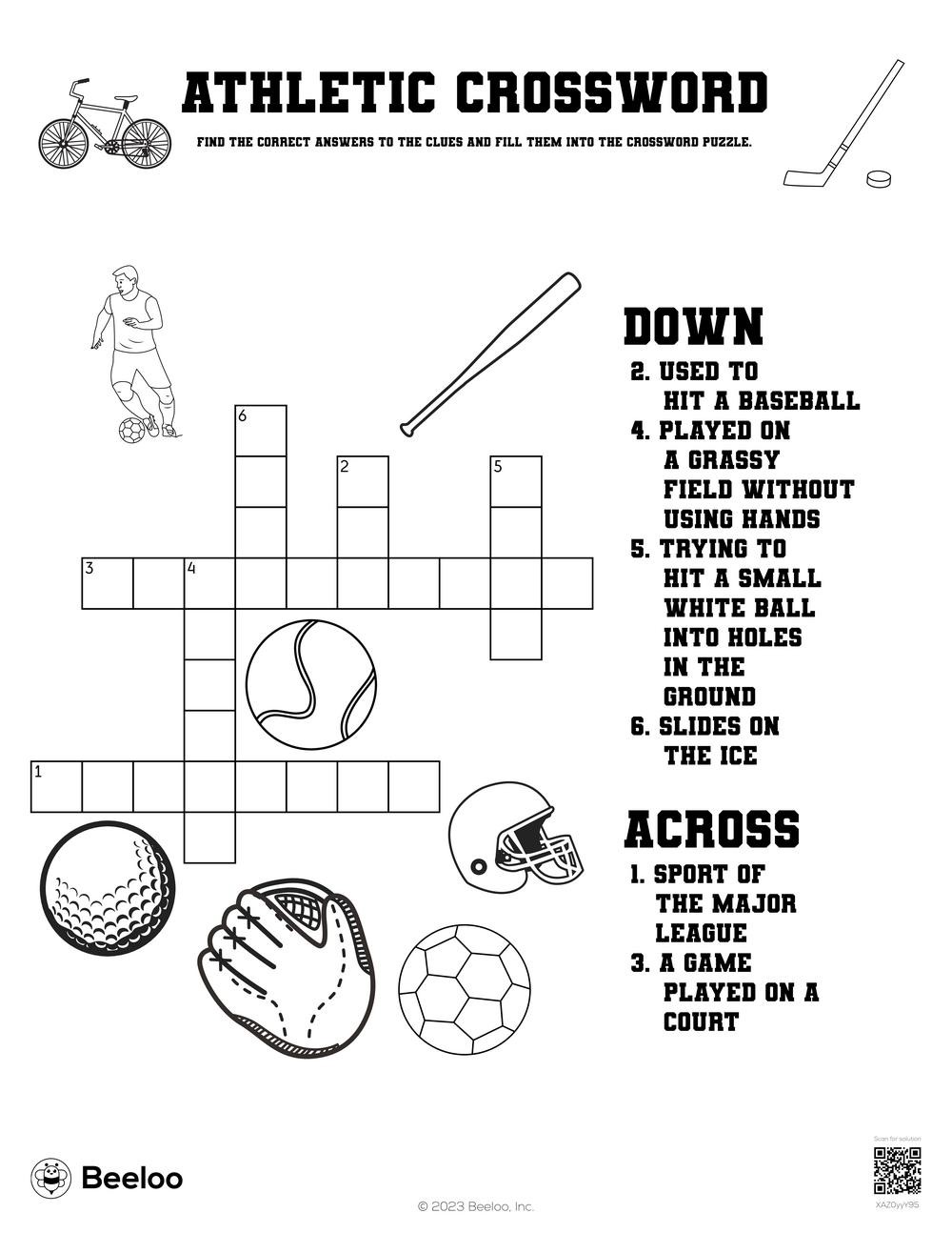 Athletic Crossword Beeloo Printable Crafts And Activities For Kids