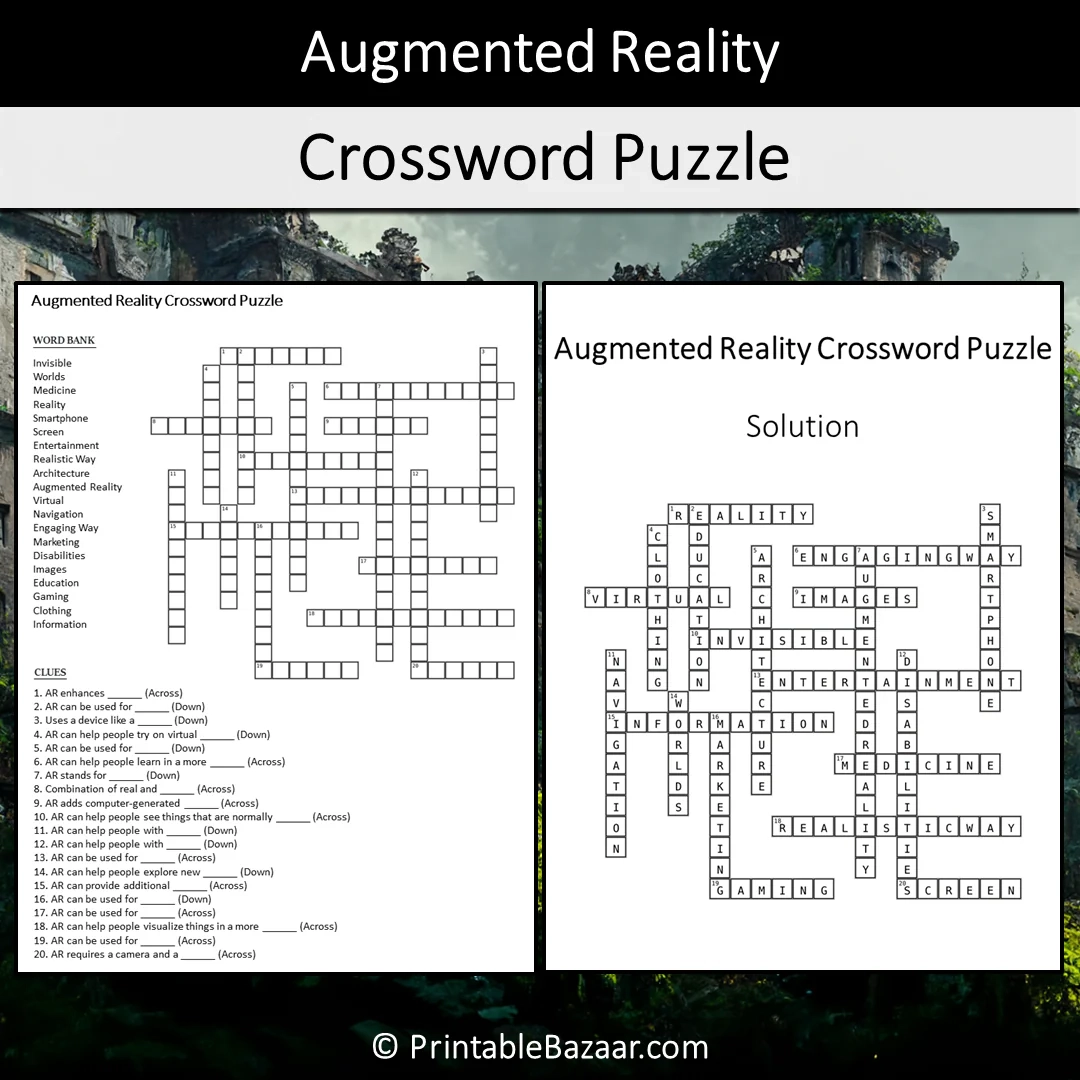 Augmented Reality Crossword Puzzle Worksheet Activity Printable PDF PrintableBazaar Augmented Reality Crossword Puzzle Worksheet Activity Printable PDF PrintableBazaar