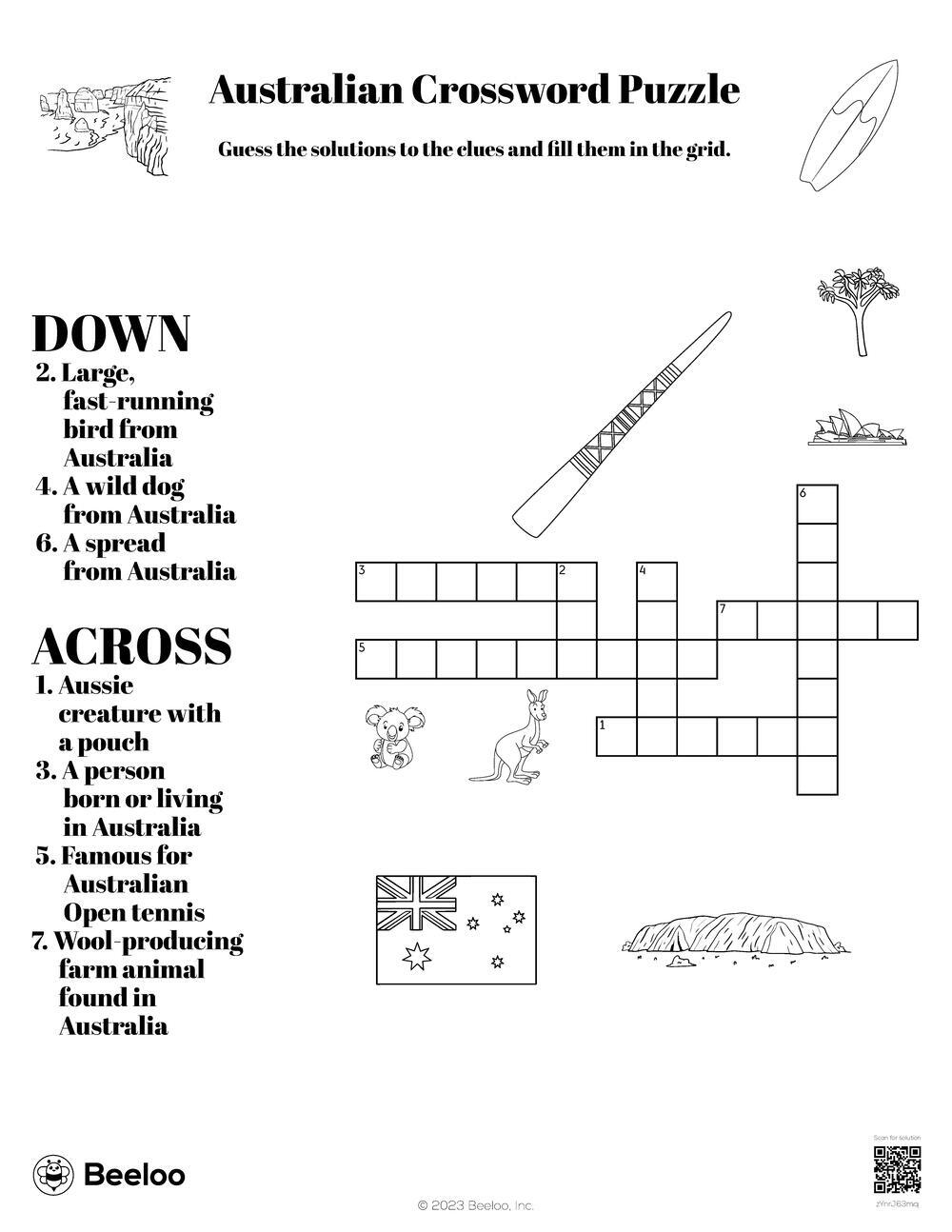 Australian Crossword Puzzle Beeloo Printable Crafts And Activities For Kids Australian Crossword Puzzle Beeloo Printable Crafts And Activities For Kids