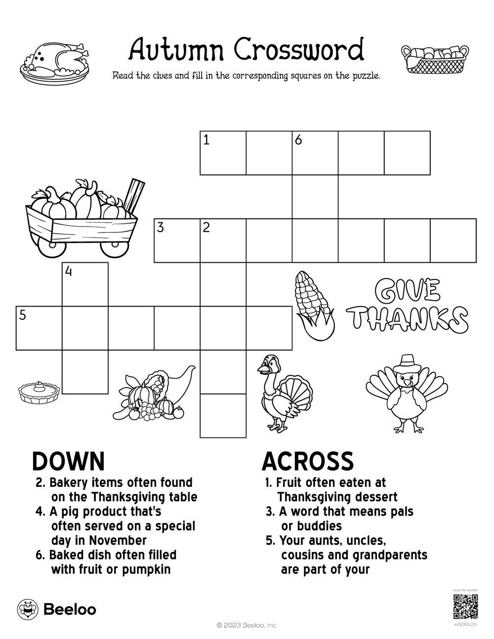 Autumn Crossword Beeloo Printable Crafts And Activities For Kids Autumn Crossword Beeloo Printable Crafts And Activities For Kids