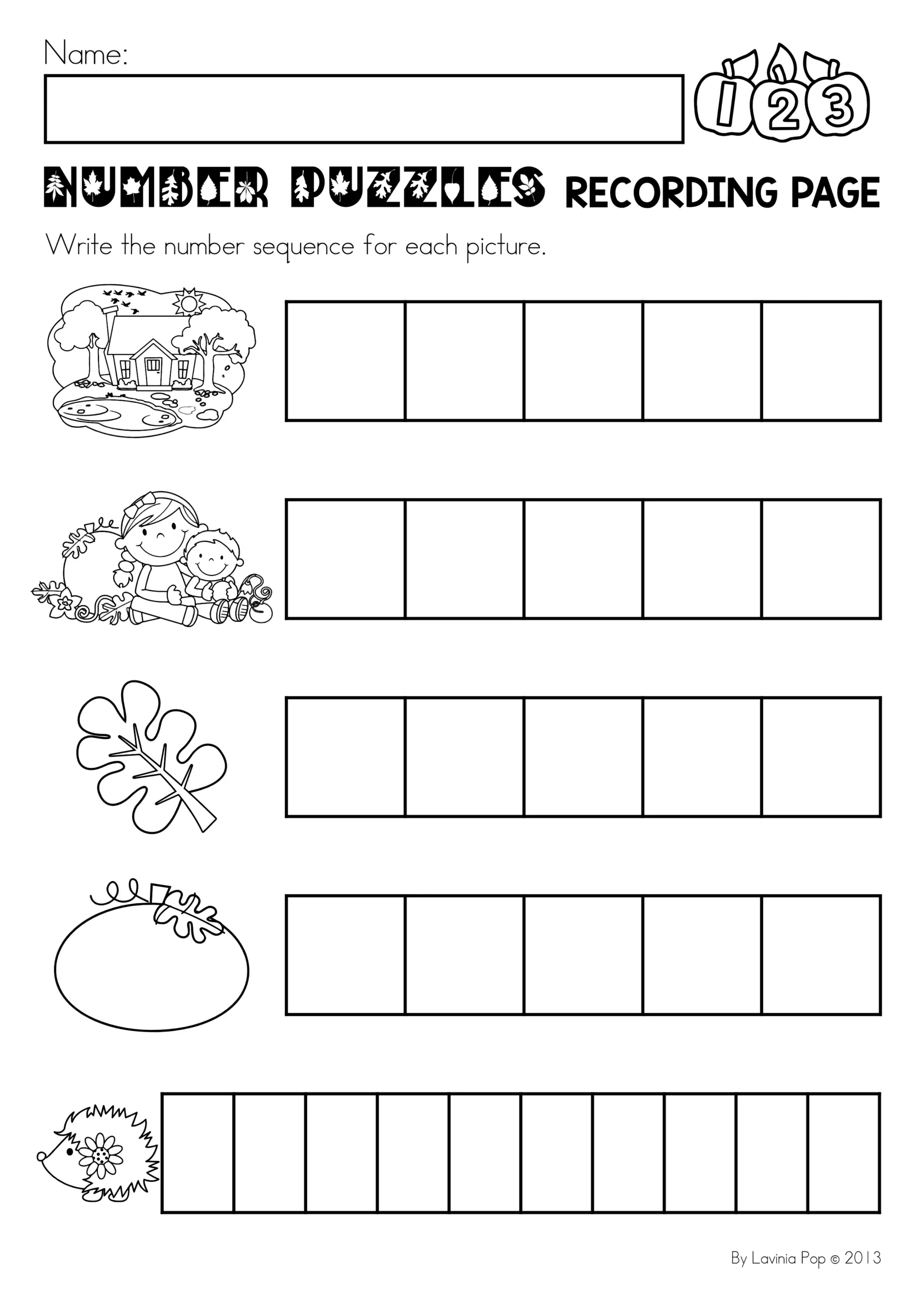 Autumn Number Puzzles Activity Autumn Number Puzzles Activity