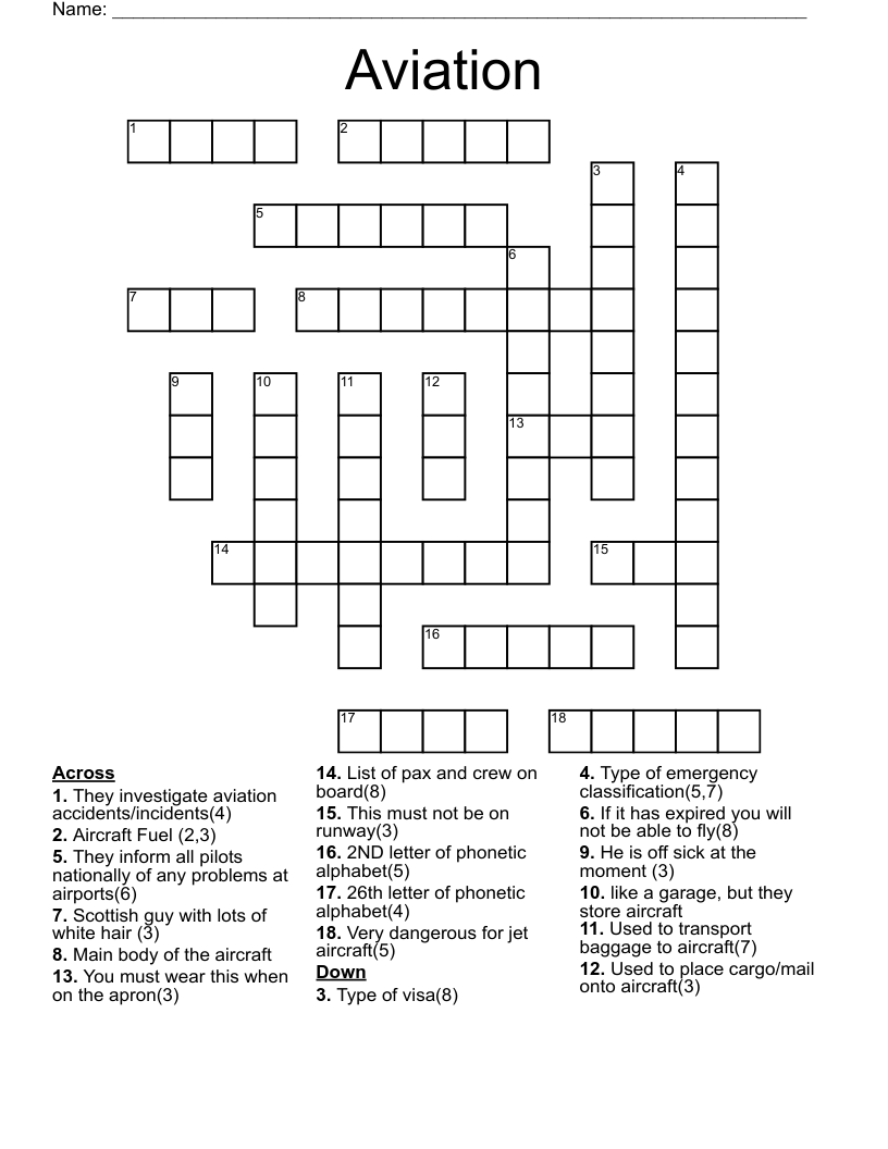 Aviation Crossword WordMint Aviation Crossword WordMint