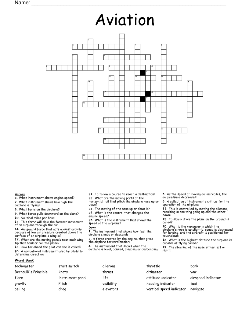 Aviation Crossword WordMint Aviation Crossword WordMint