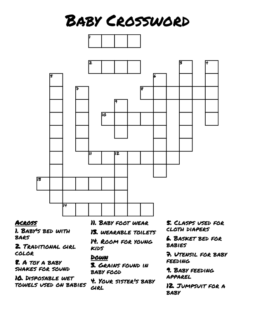 Baby Crossword WordMint Baby Crossword WordMint