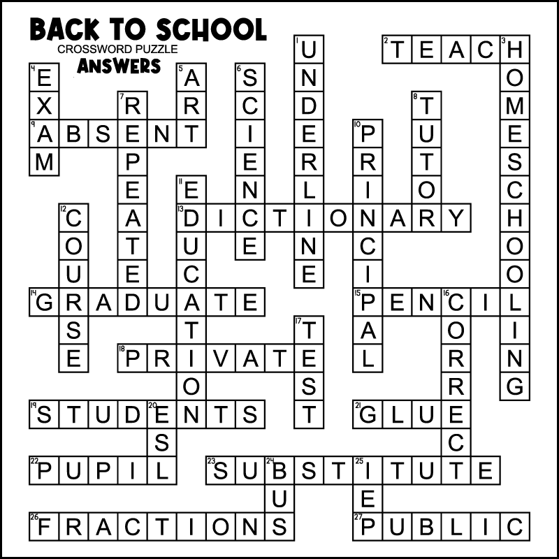 High School Printable Crossword Puzzles High School Printable Crossword Puzzles