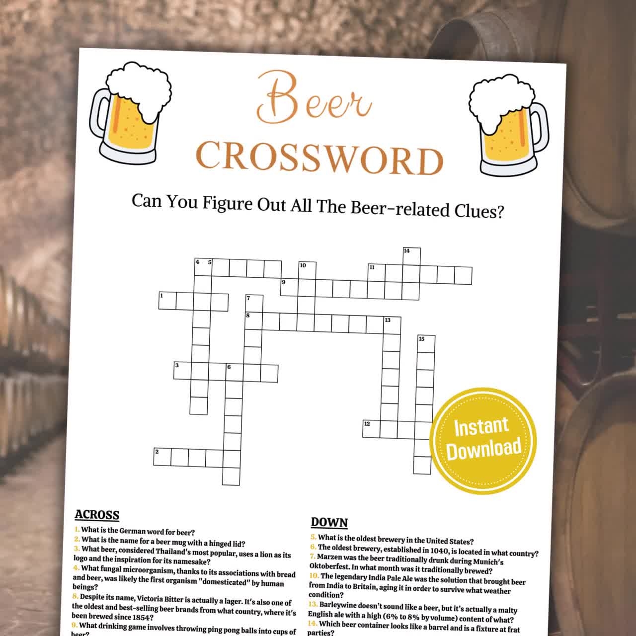 Beer Crossword Game Printable Beer Party Crossword Puzzle Beer Party Trivia Game Word Game With Answers Instant Download PDF Etsy Beer Crossword Game Printable Beer Party Crossword Puzzle Beer Party Trivia Game Word Game With Answers Instant Download PDF Etsy