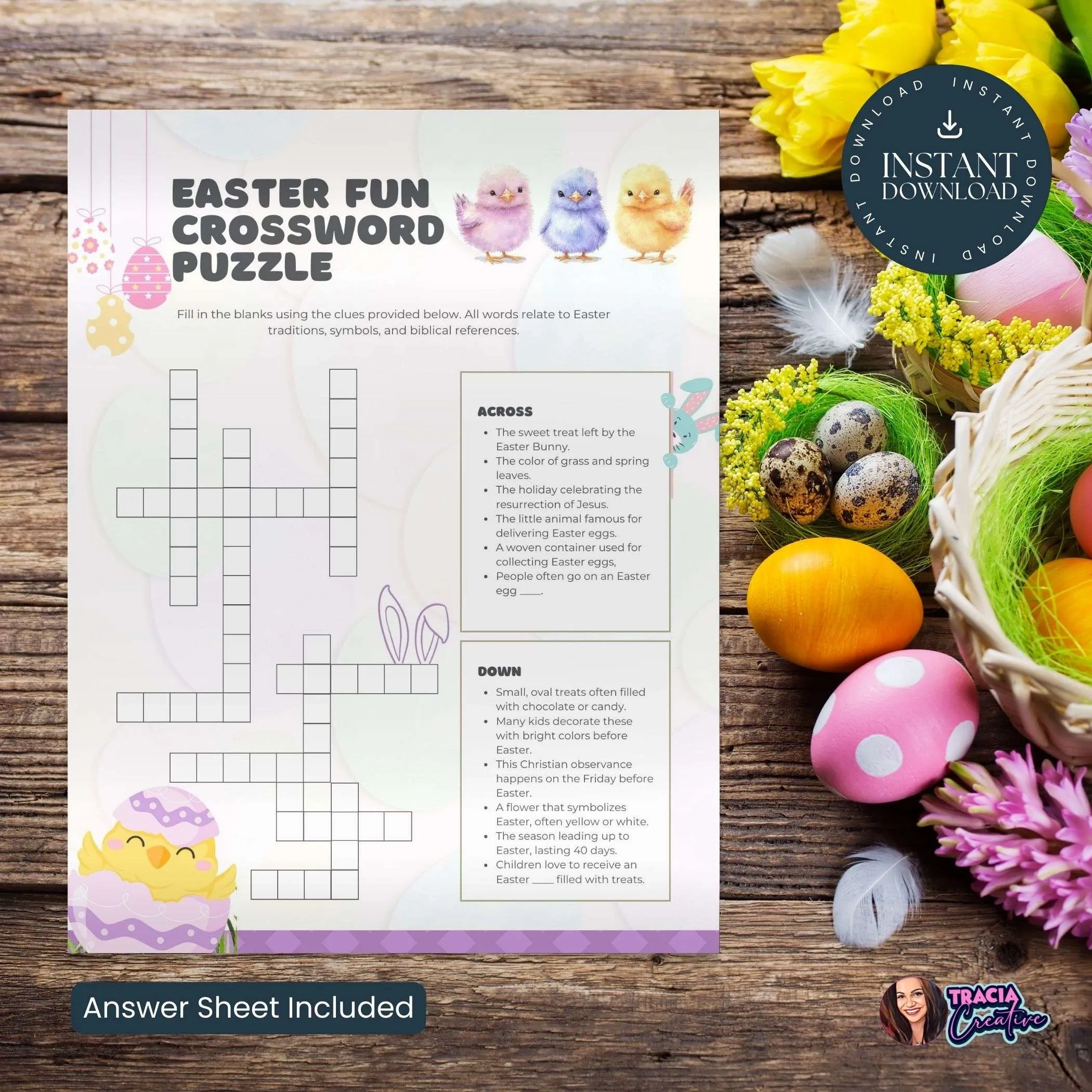 Best Easter Crossword Puzzle Printable Instant Download Best Easter Crossword Puzzle Printable Instant Download