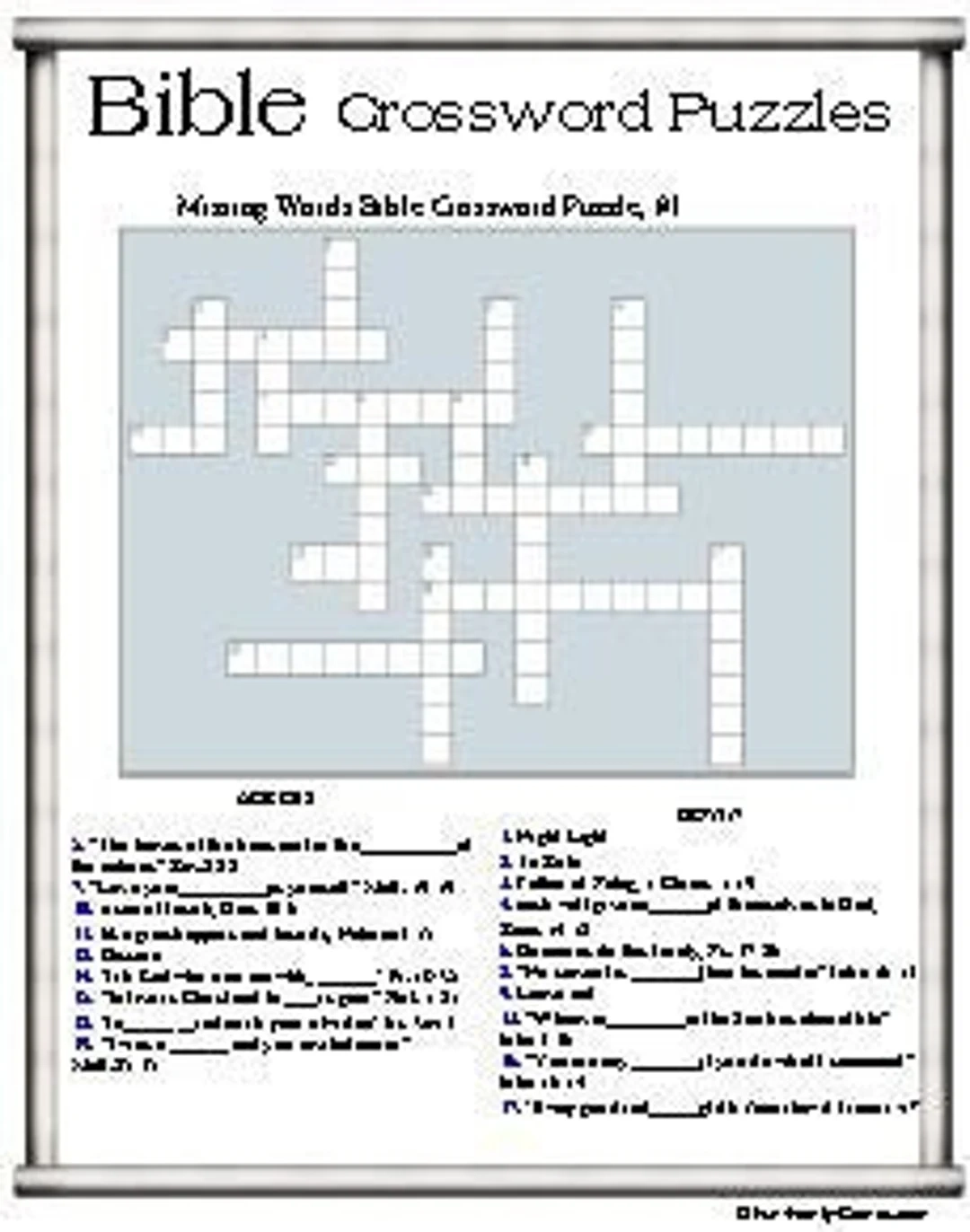 Bible Crossword Puzzles Printable Bible Crossword Puzzles Printable